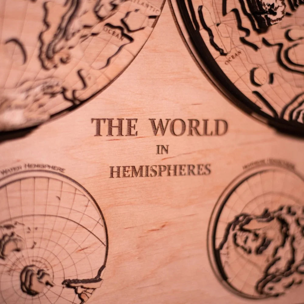 THE WORLD IN HEMISPHERES 3D MAP ZeWood Inc.