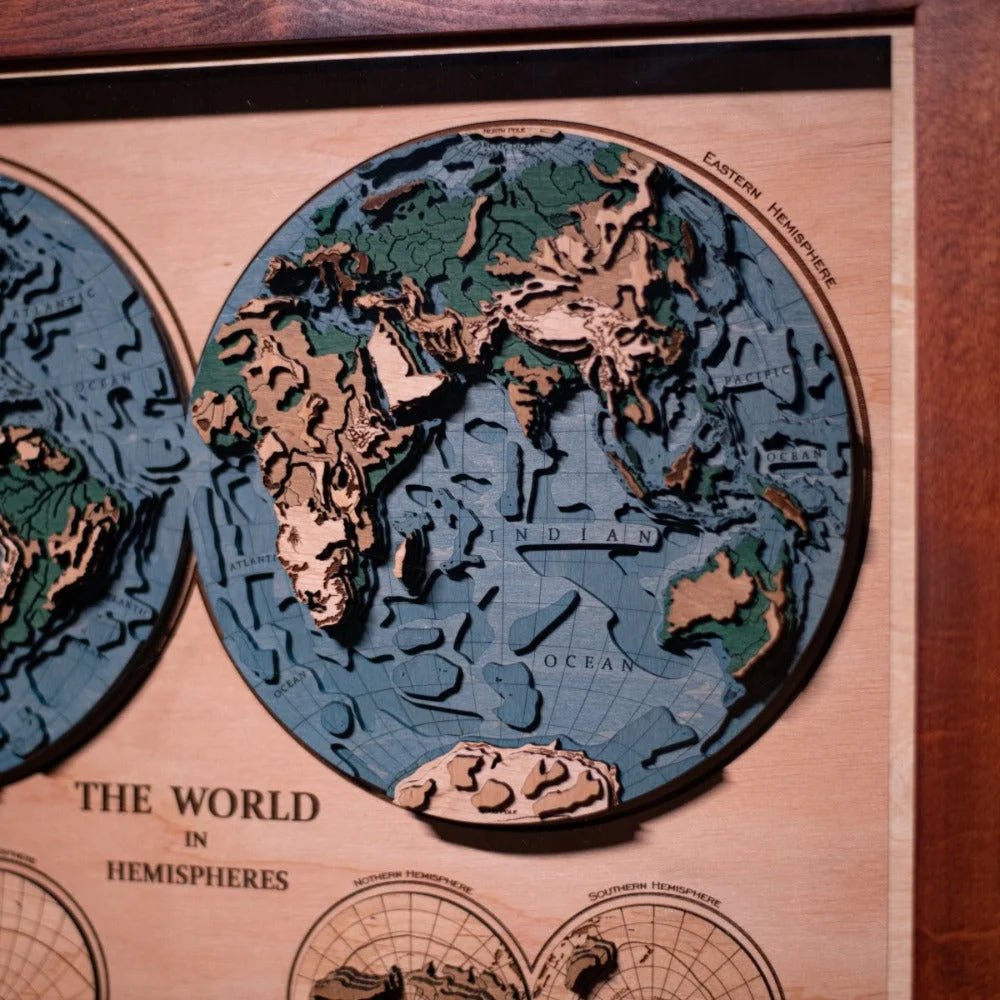 THE WORLD IN HEMISPHERES 3D MAP - ZeWood