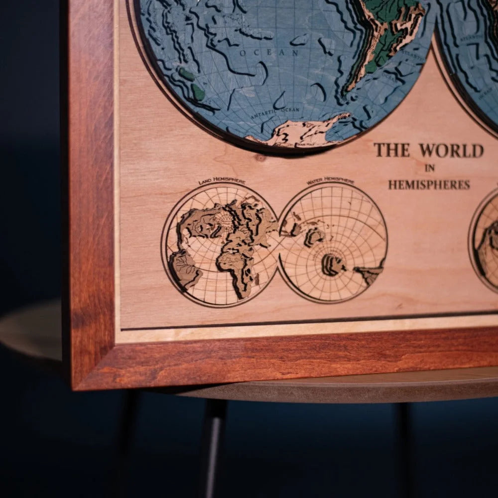 THE WORLD IN HEMISPHERES 3D MAP ZeWood Inc.