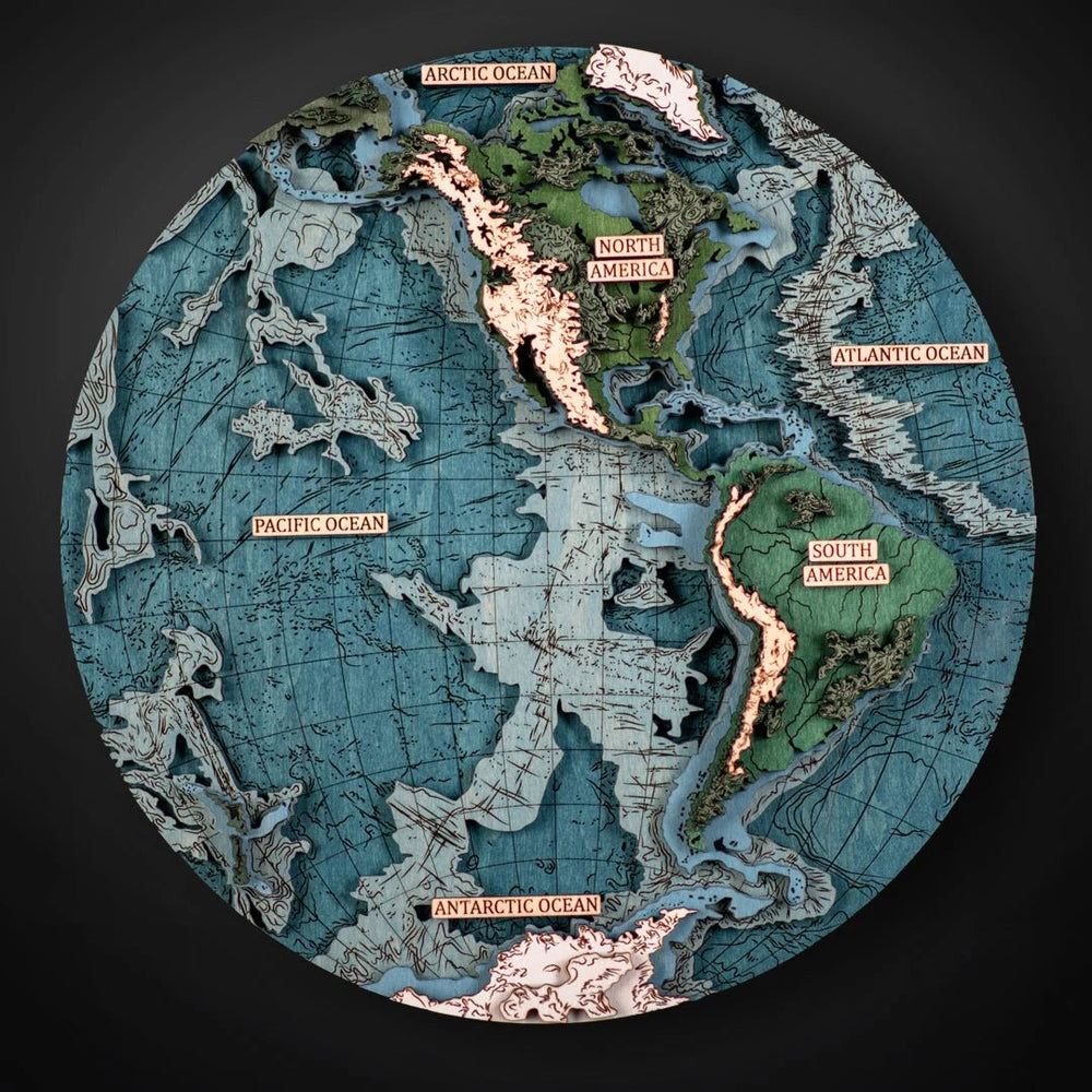 THE WORLD IN HEMISPHERES 3D MAP - ZeWood