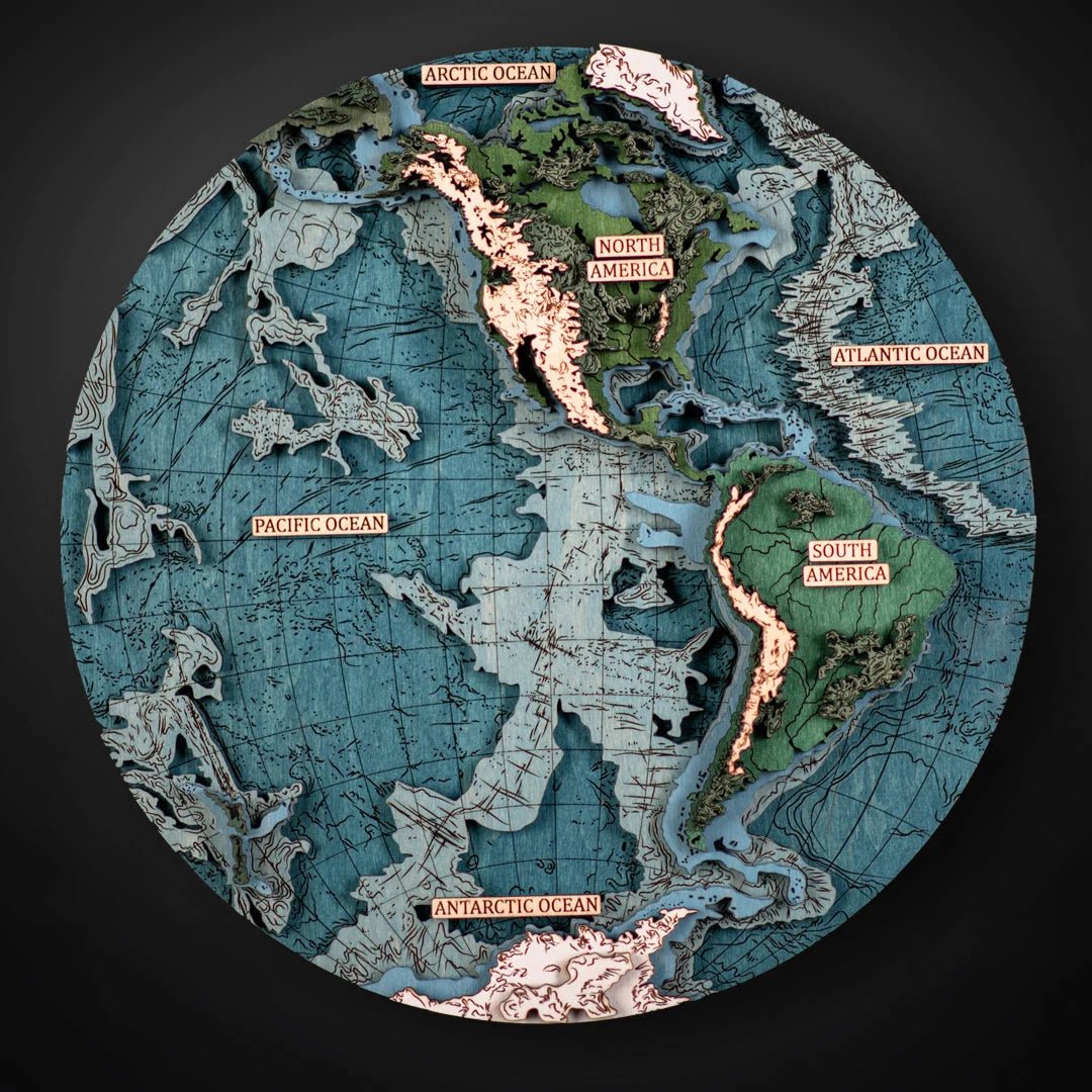 THE WORLD IN HEMISPHERES 3D MAP - ZeWood