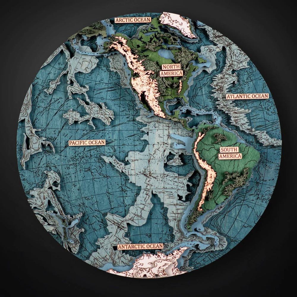 THE WORLD IN HEMISPHERES 3D MAP ZeWood Inc.