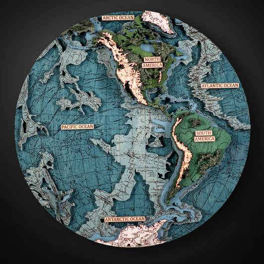 THE WORLD IN HEMISPHERES 3D MAP ZeWood Inc.