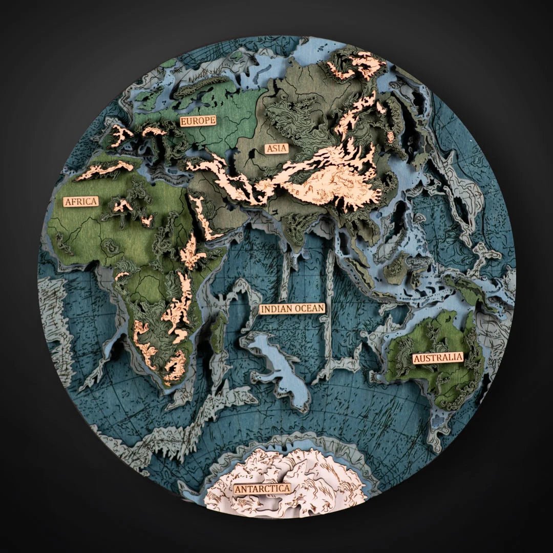 THE WORLD IN HEMISPHERES 3D MAP - ZeWood