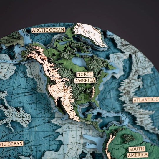 THE WORLD IN HEMISPHERES 3D MAP - ZeWood