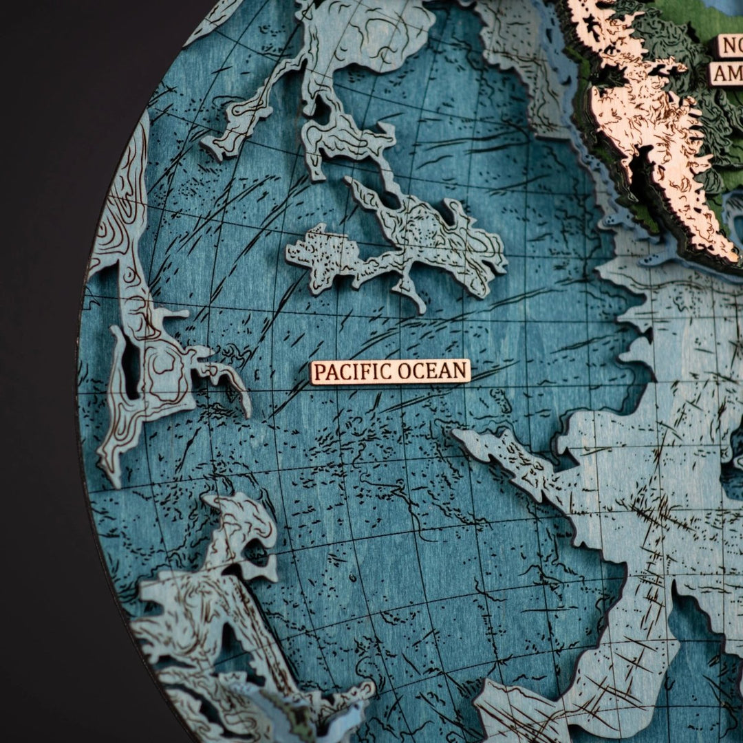 THE WORLD IN HEMISPHERES 3D MAP - ZeWood