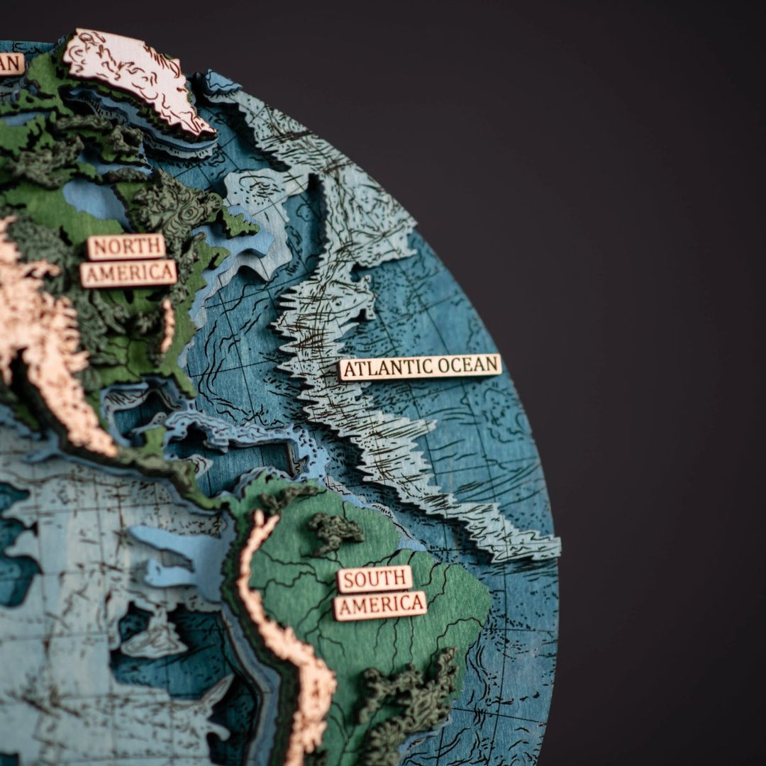 THE WORLD IN HEMISPHERES 3D MAP - ZeWood