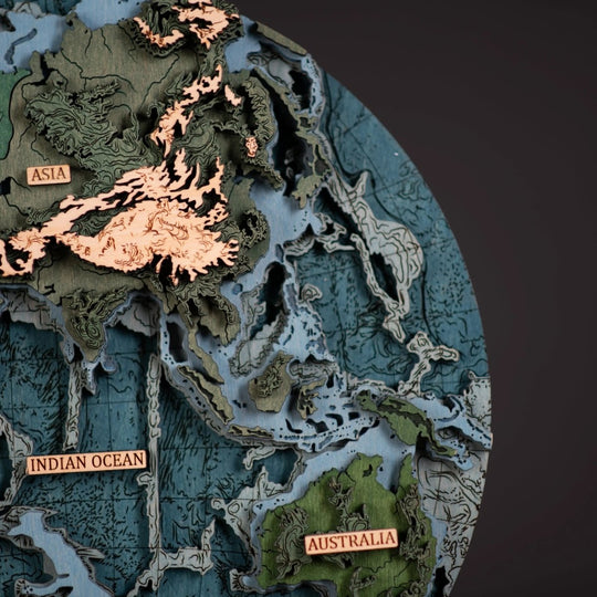 THE WORLD IN HEMISPHERES 3D MAP - ZeWood