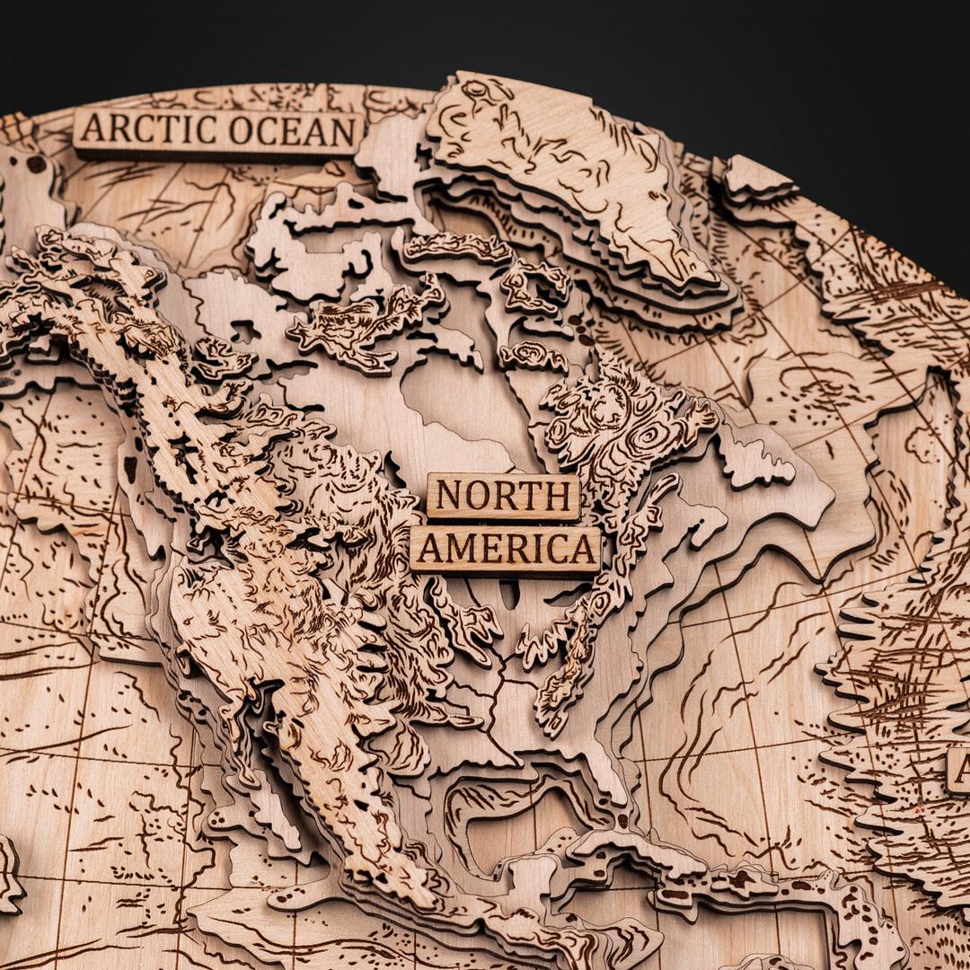 THE WORLD IN HEMISPHERES 3D MAP - ZeWood