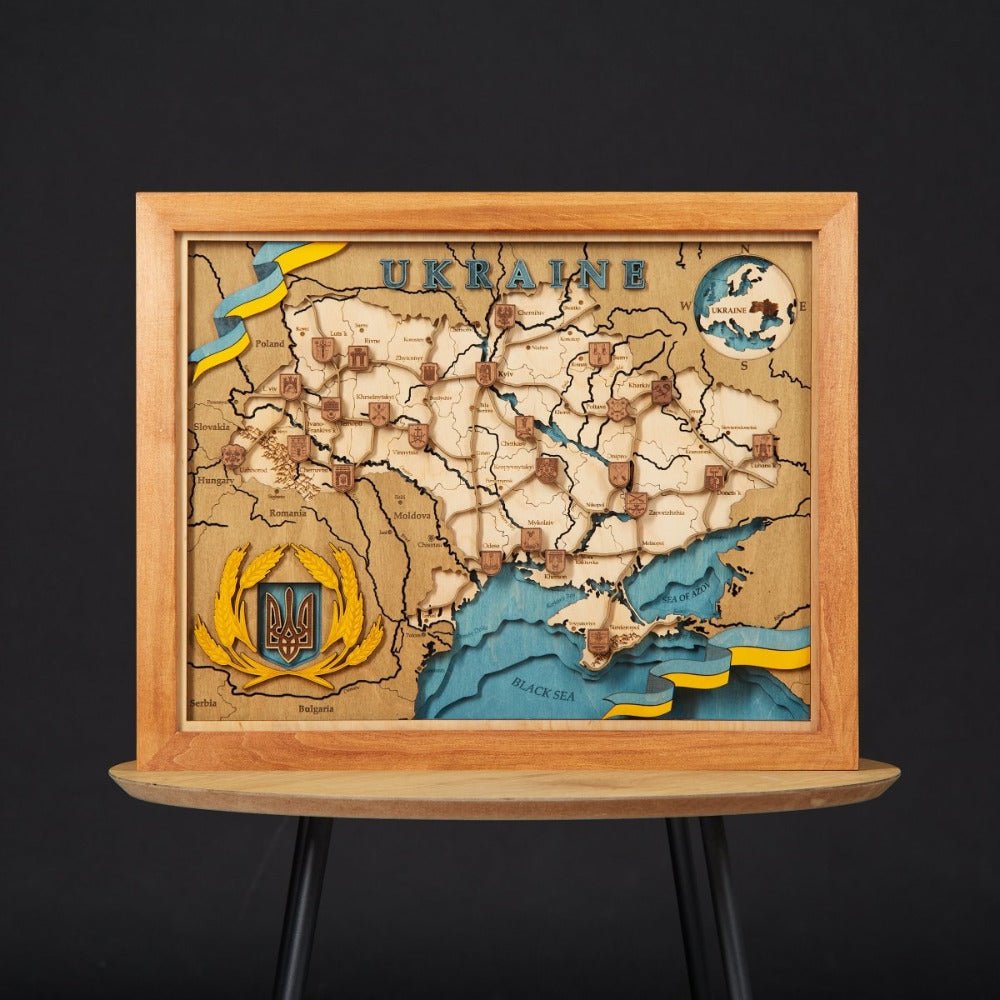 UKRAINE 3D WOOD MAP - ZeWood