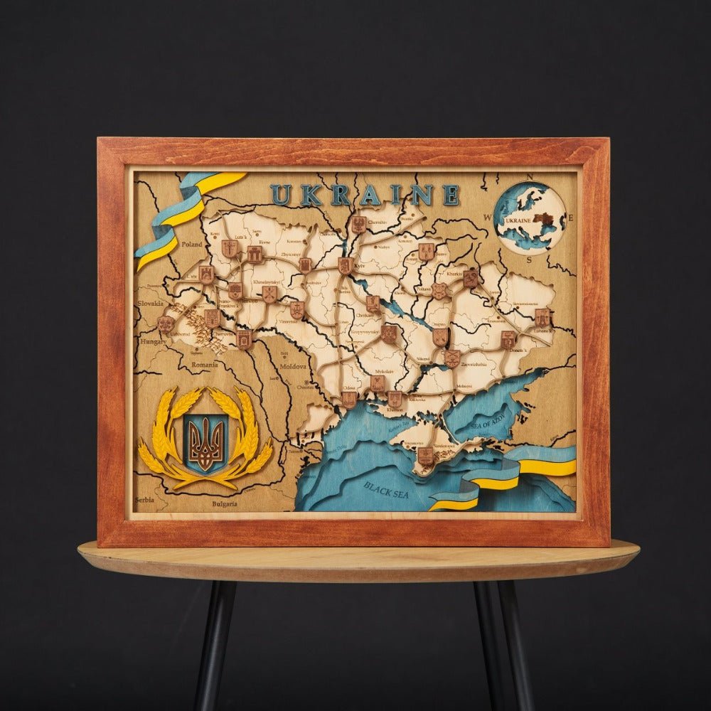 UKRAINE 3D WOOD MAP - ZeWood