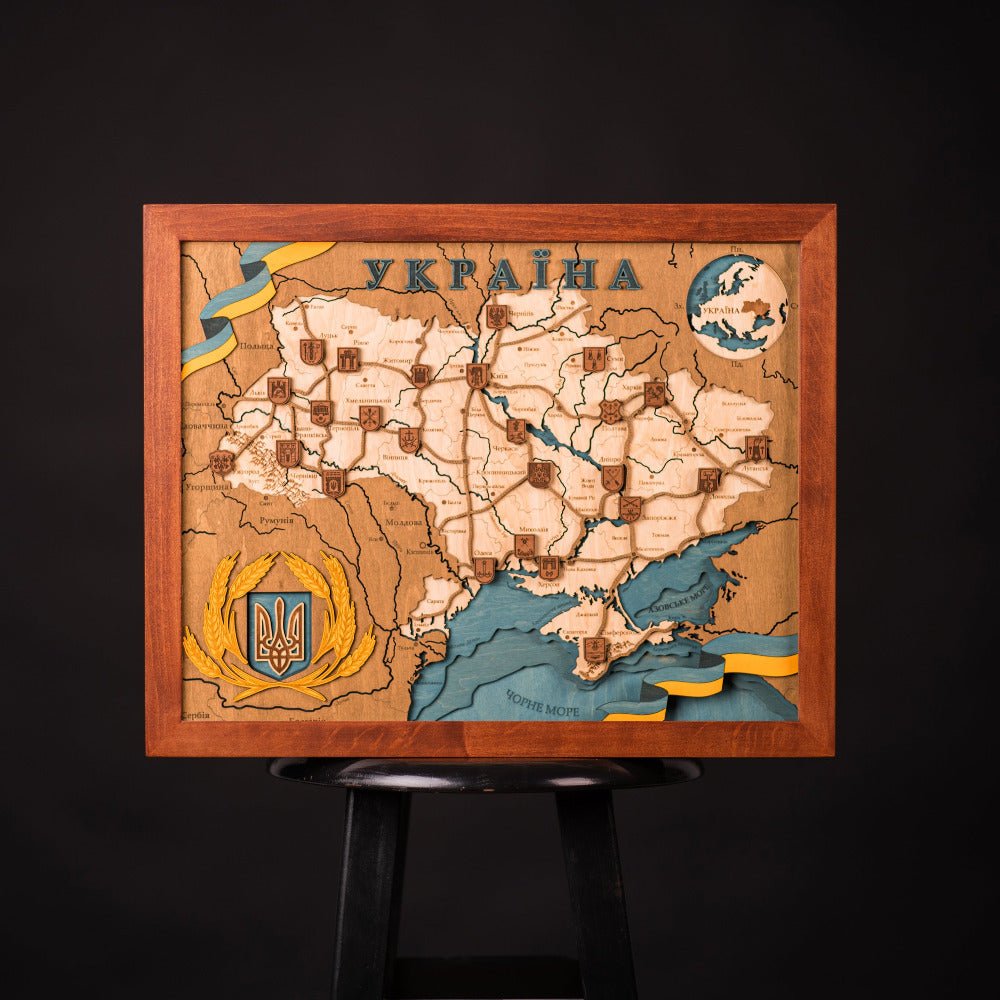 UKRAINE 3D WOOD MAP - ZeWood