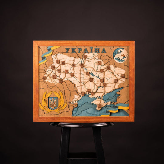 UKRAINE 3D WOOD MAP - ZeWood