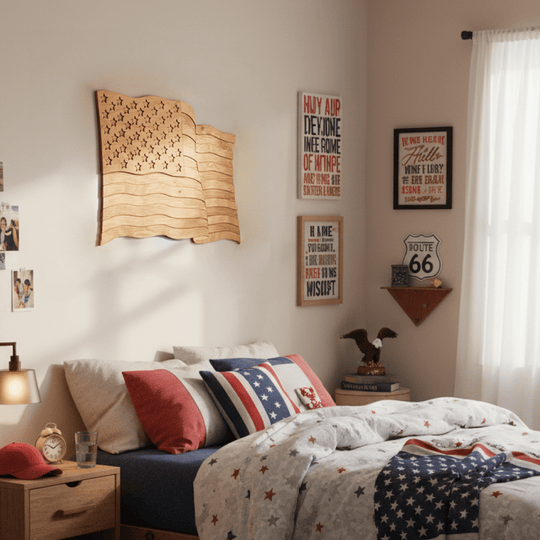 USA FLAG 3D WOOD WALL POSTER - ZeWood