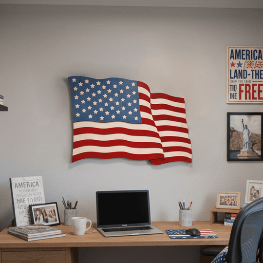 USA FLAG 3D WOOD WALL POSTER - ZeWood