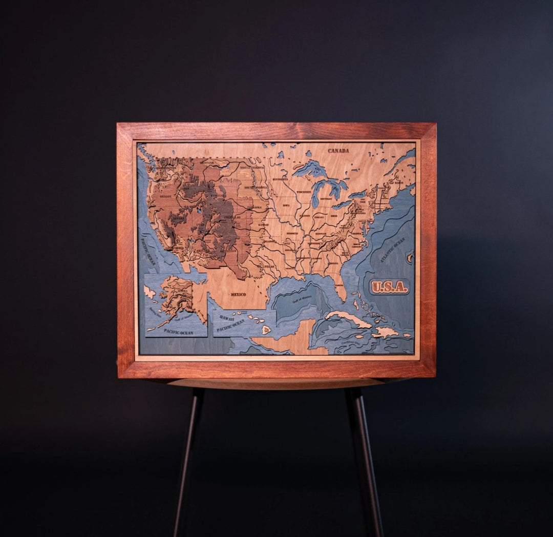 USA 3D WOOD MAP - ZeWood