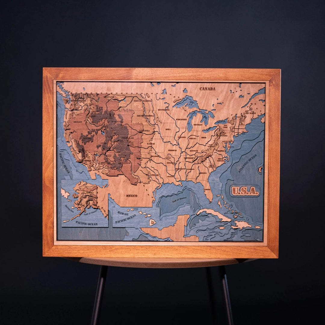 USA 3D WOOD MAP - ZeWood