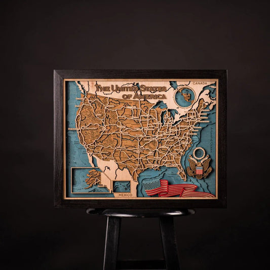 USA 3D WOOD MAP - ZeWood