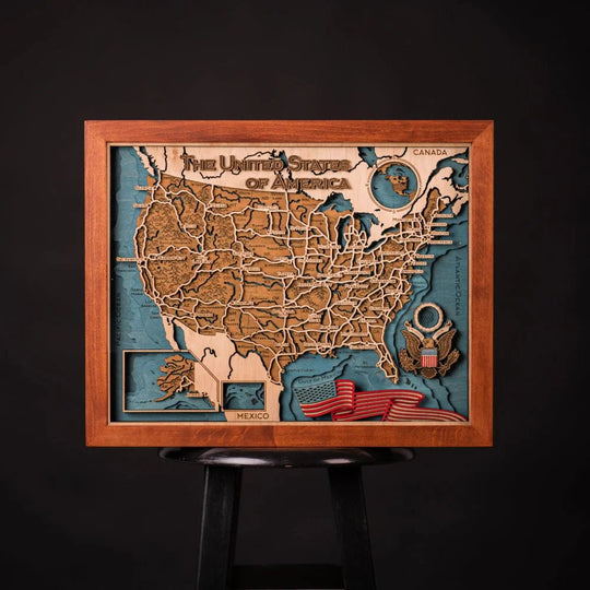 USA 3D WOOD MAP - ZeWood