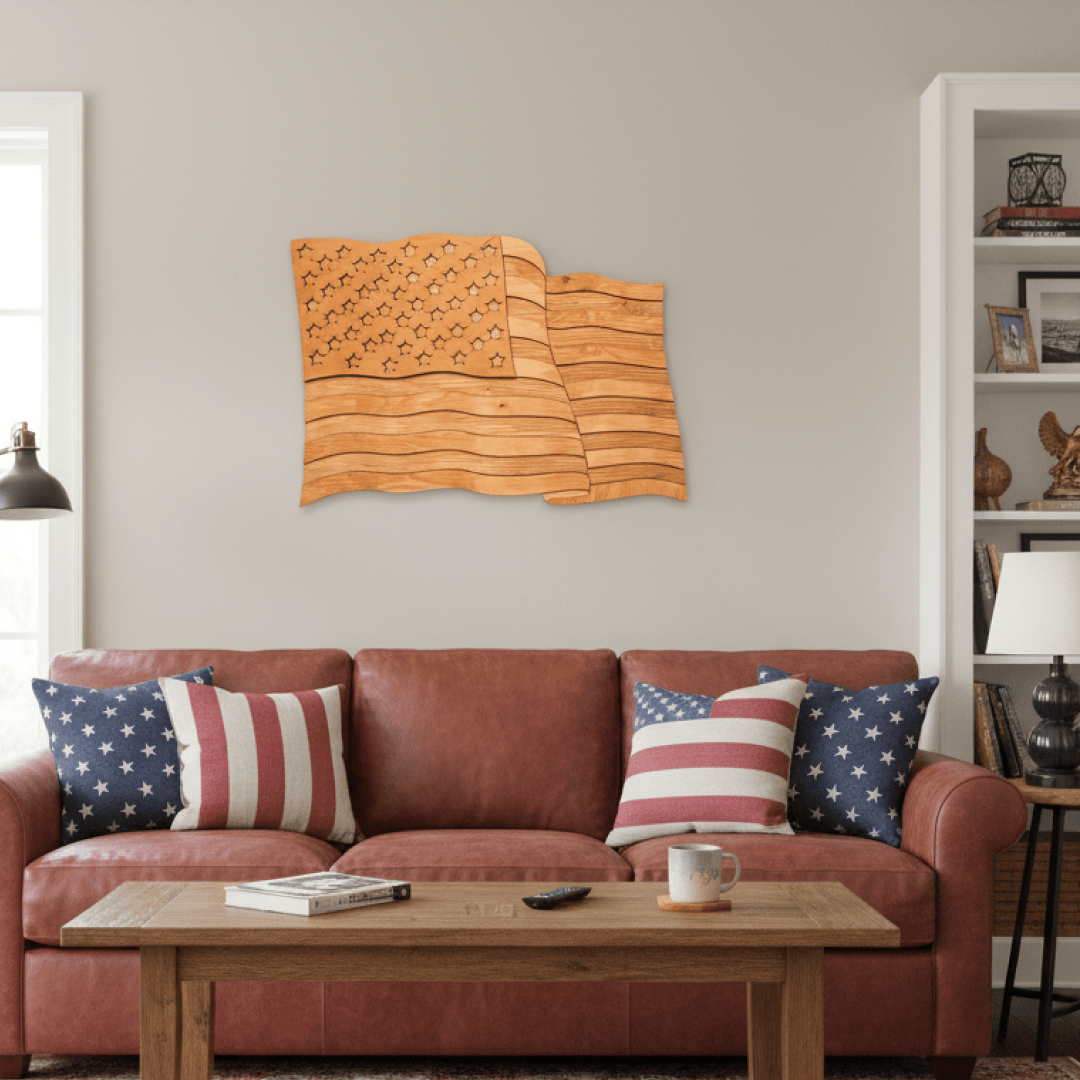 USA FLAG 3D WOOD WALL POSTER - ZeWood