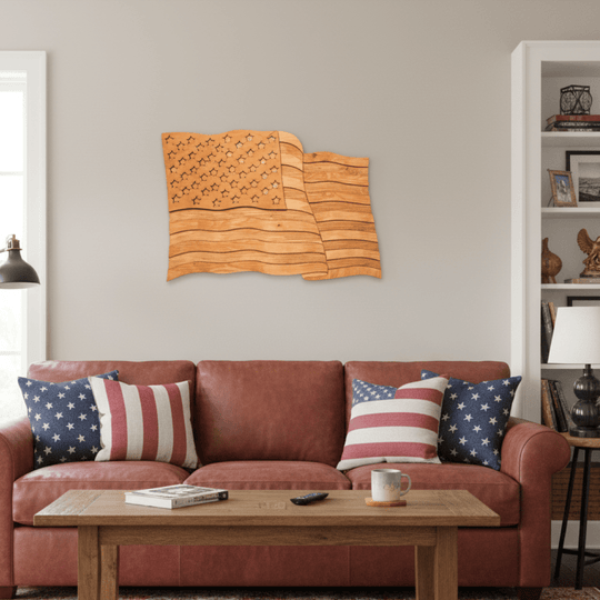 USA FLAG 3D WOOD WALL POSTER - ZeWood