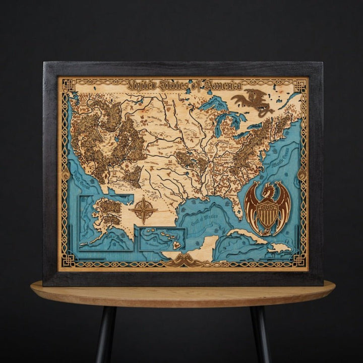 USA: FANTASY STYLE EDITION 3D WOOD MAP