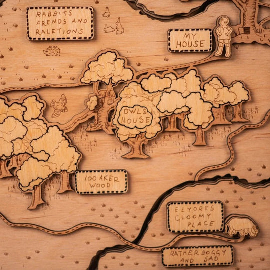 WINNIE THE POOH 3D WOOD MAP - ZeWood