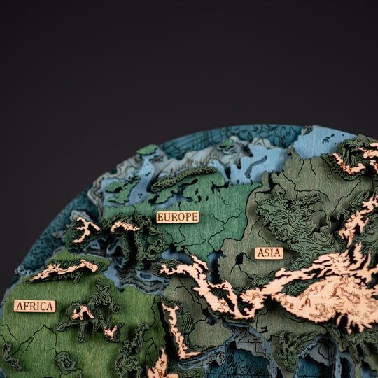 THE WORLD IN HEMISPHERES 3D MAP