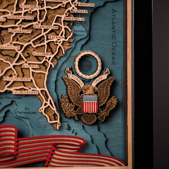 USA 3D WOOD MAP