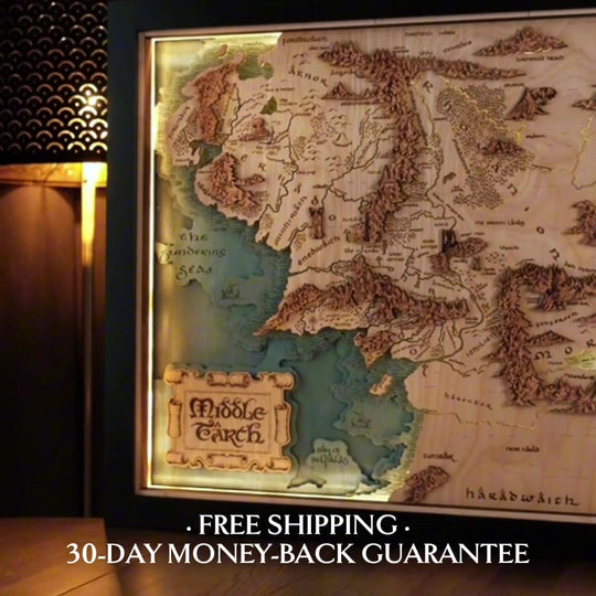 Middle-earth 3D wood map, handcrafted and officially licensed