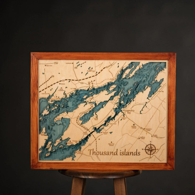 3D THOUSAND ISLANDS WOOD MAP - ZeWood