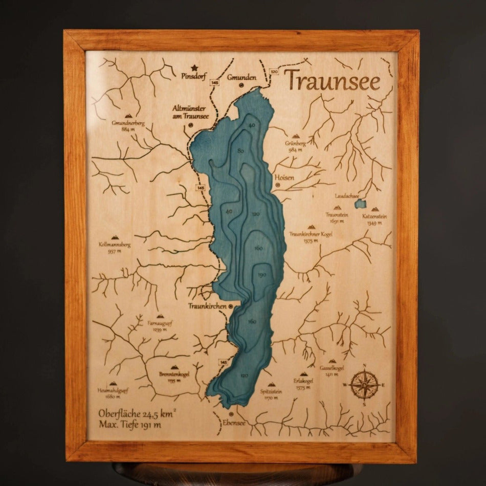 3D TRAUNSEE WOODEN MAP - ZeWood