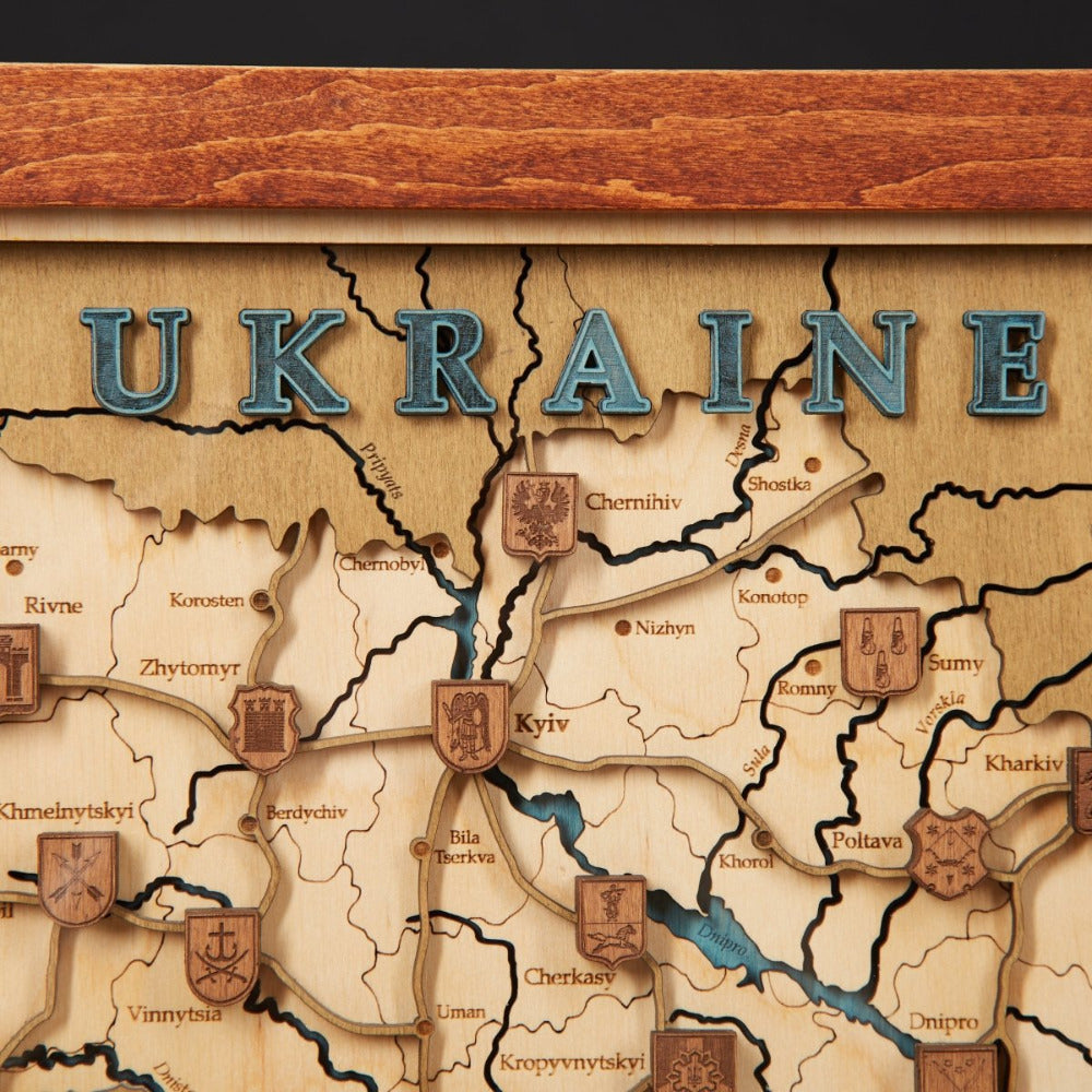 UKRAINE 3D WOOD MAP - ZeWood