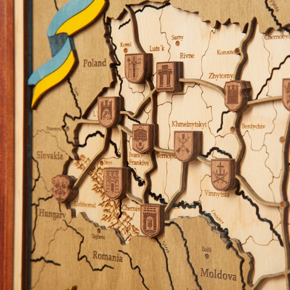 3D WOODEN WORLD MAP «COFFEE» – Ukrainian Goods