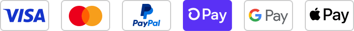 Visa, Mastercard, PayPal, Shop Pay, Google Pay and Apple Pay